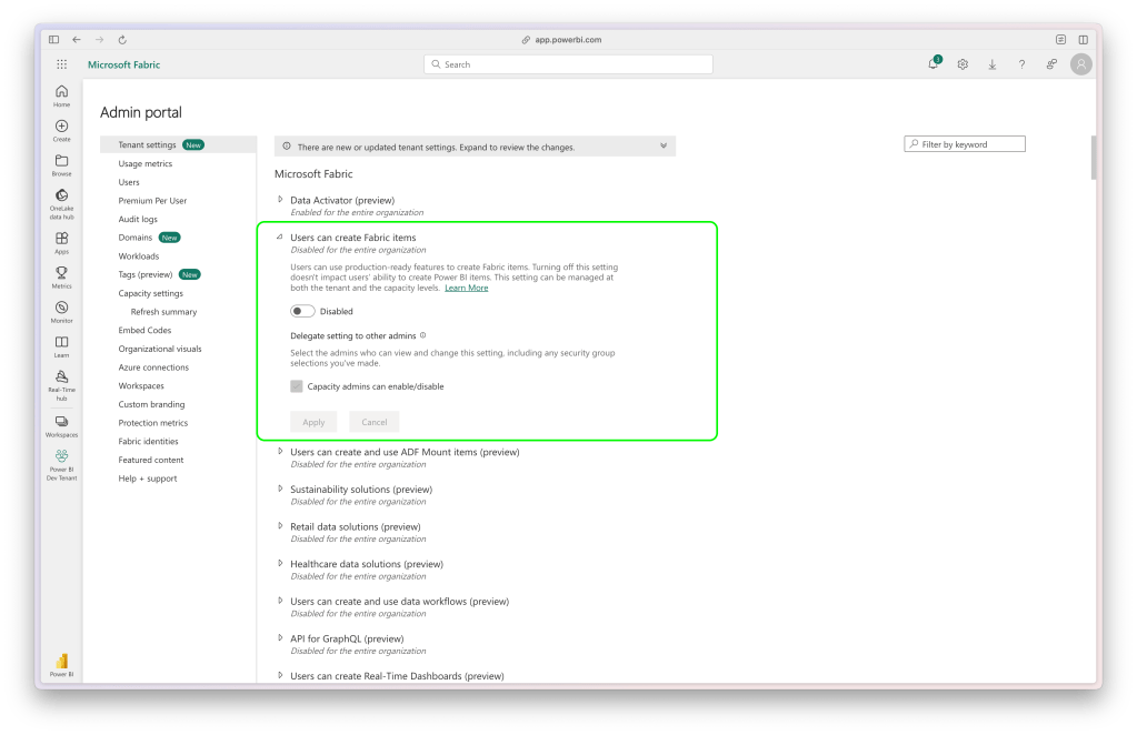 Fabric Elements Disabled