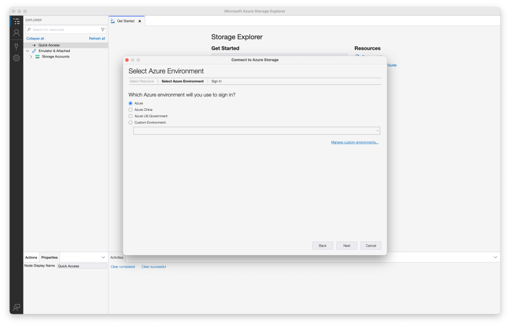 Select Azure and click next