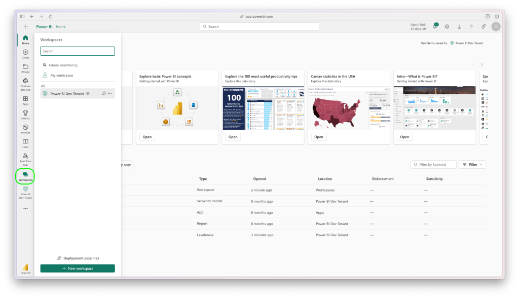 Navigate to workspace