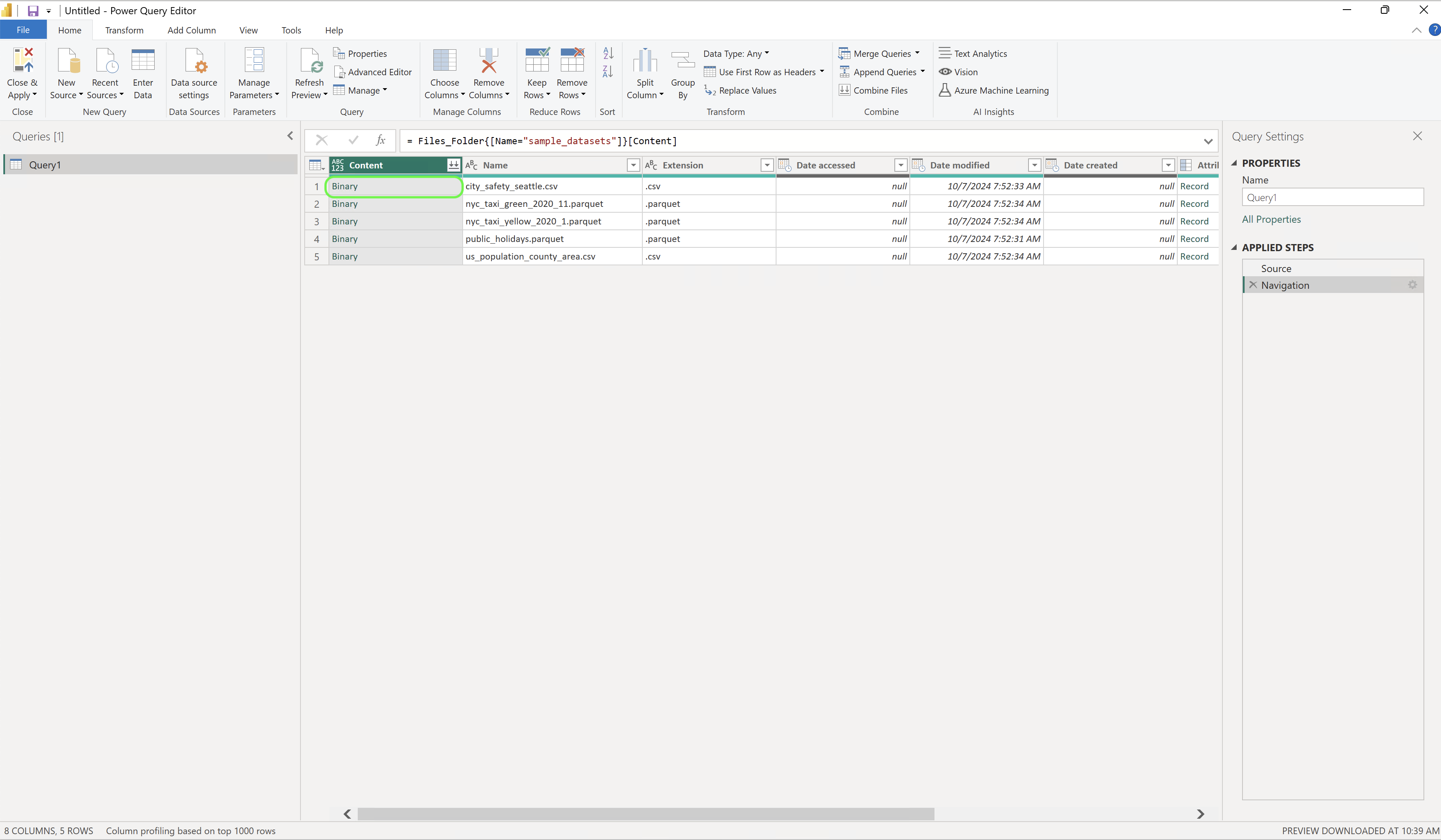Data preview and transformation