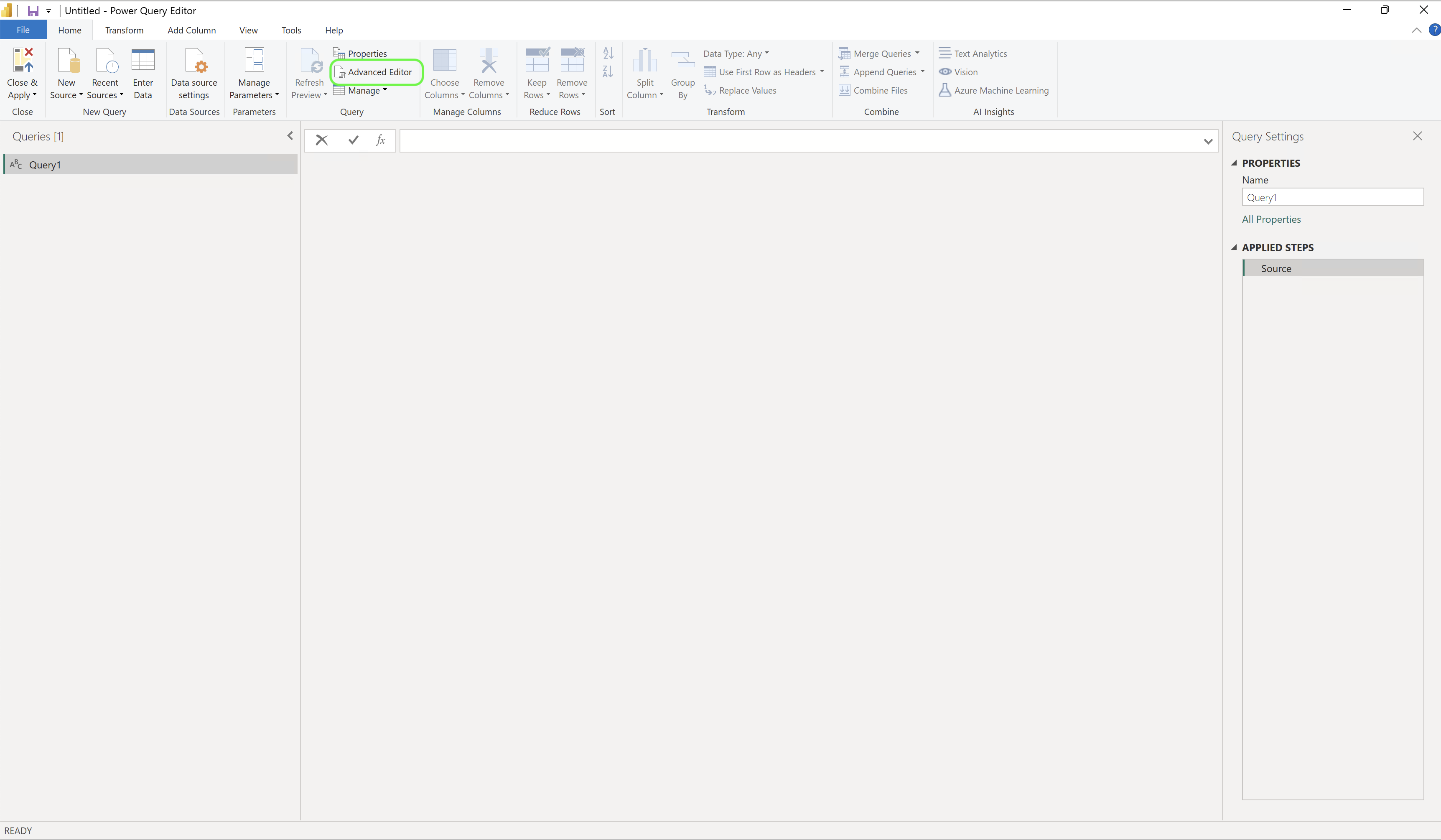 Power Query Editor interface
